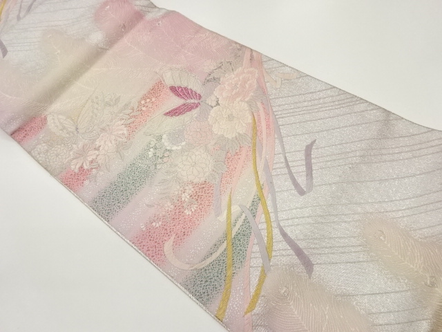 JAPANESE FUKURO OBI / WOVEN PEONY